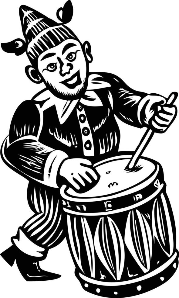 circus drummer character in vintage style vector
