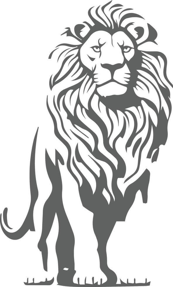 lion silhouette with black and white design isolated on white background vector
