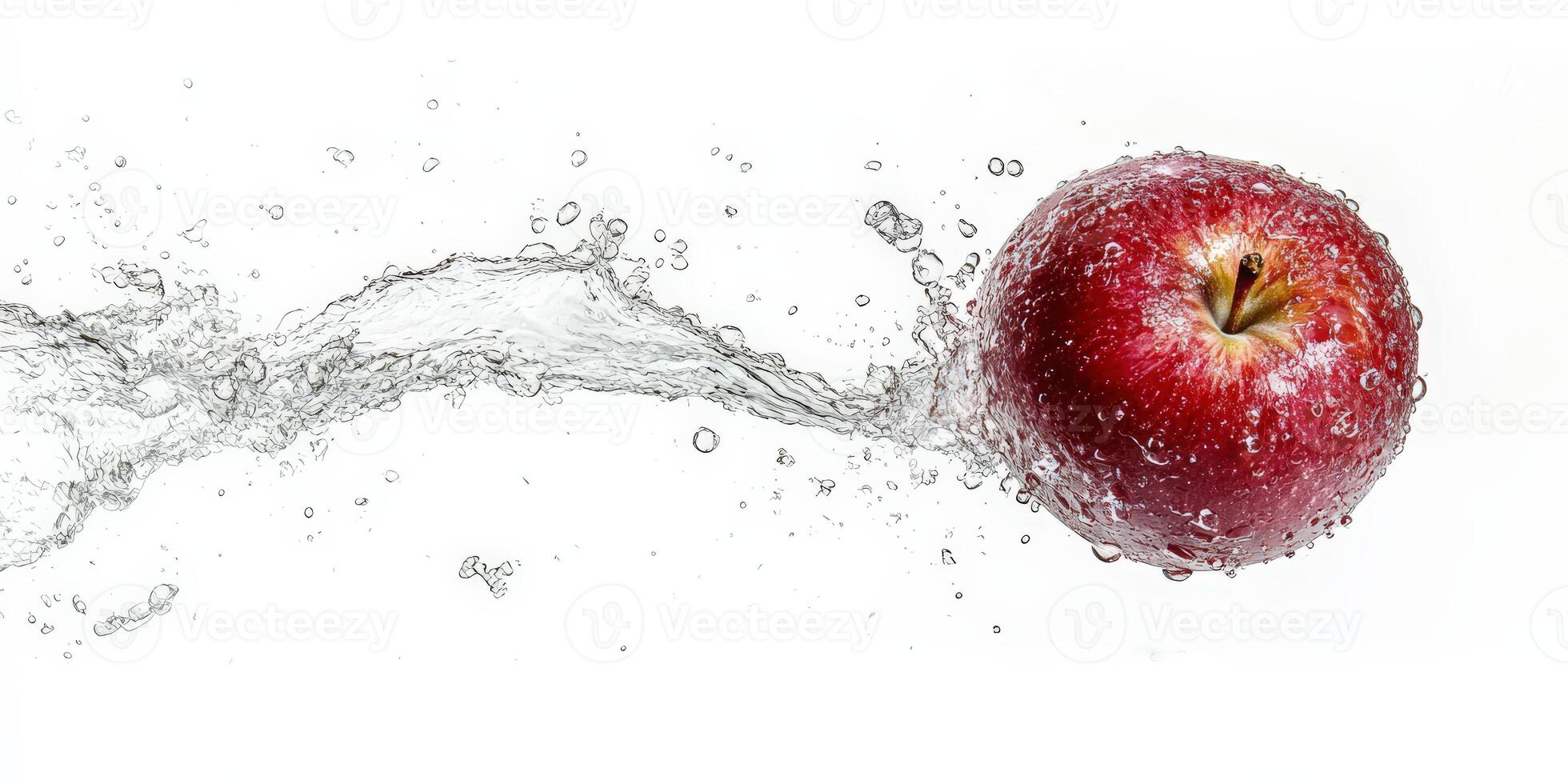Fresh Red Apple Splash Stock Image for Health, Nutrition, and Su photo