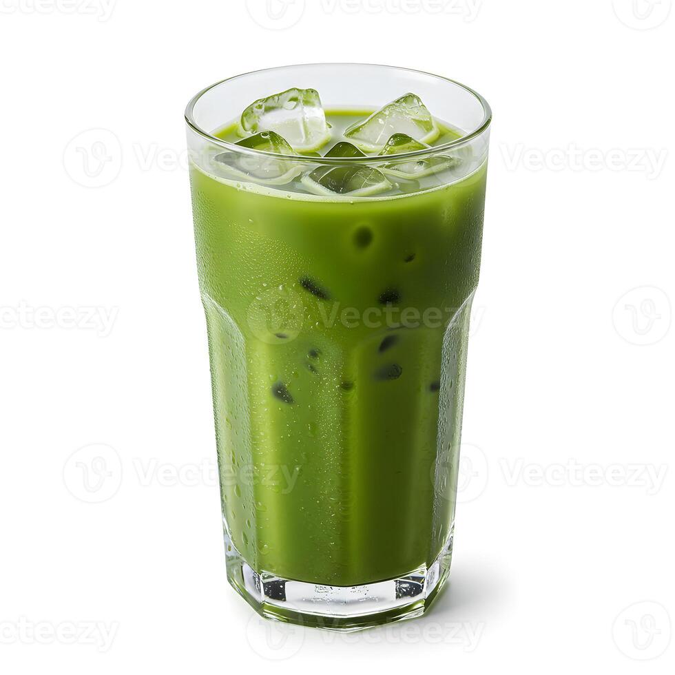 A glass of green tea with ice photo
