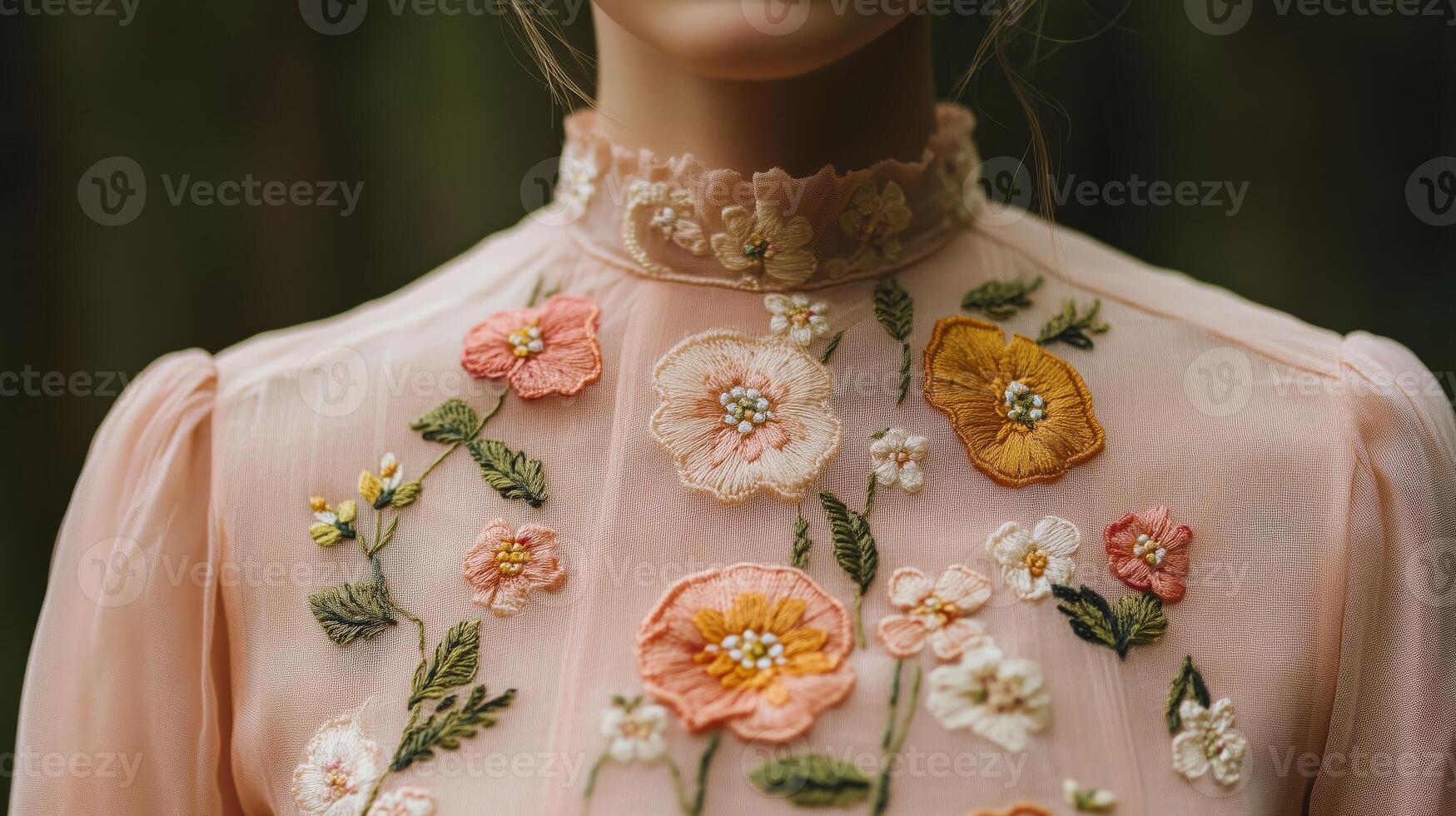 A young woman wearing a pink dress photo