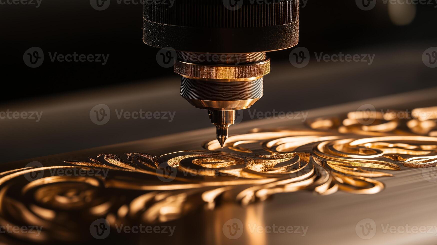 A close up of a gold metal object being cut photo