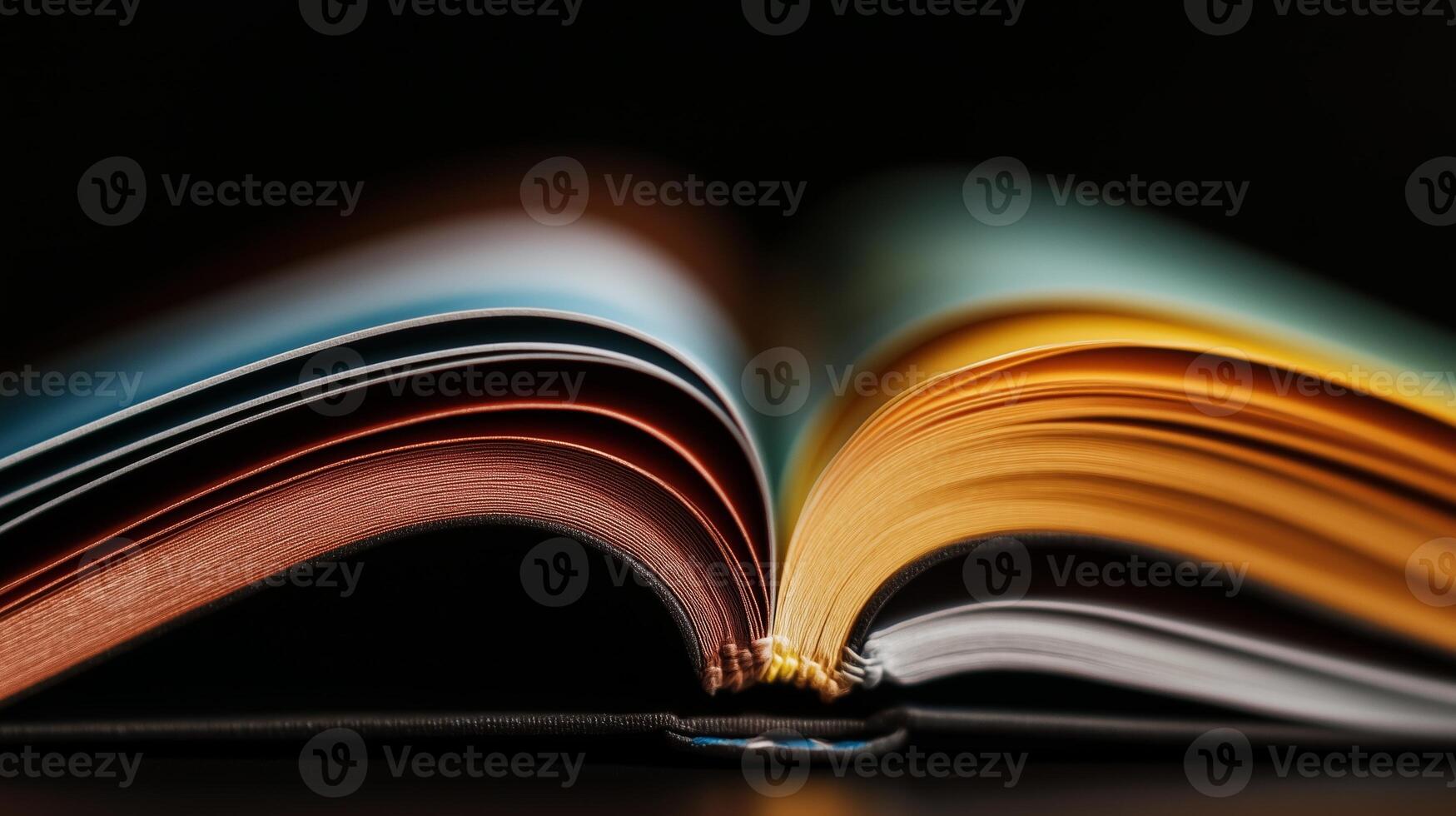 An open book with colorful pages photo