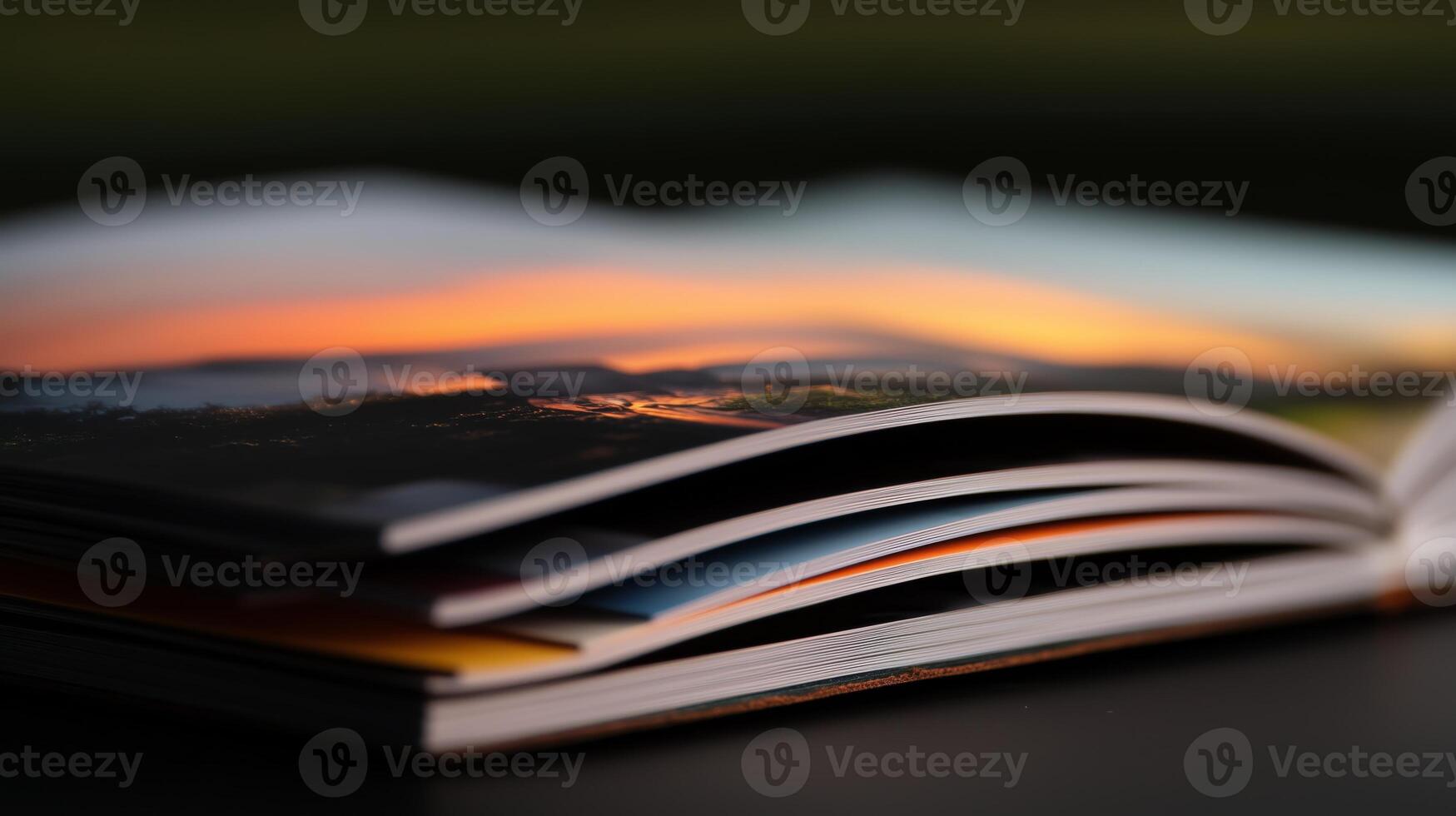 A book with a sunset in the background photo
