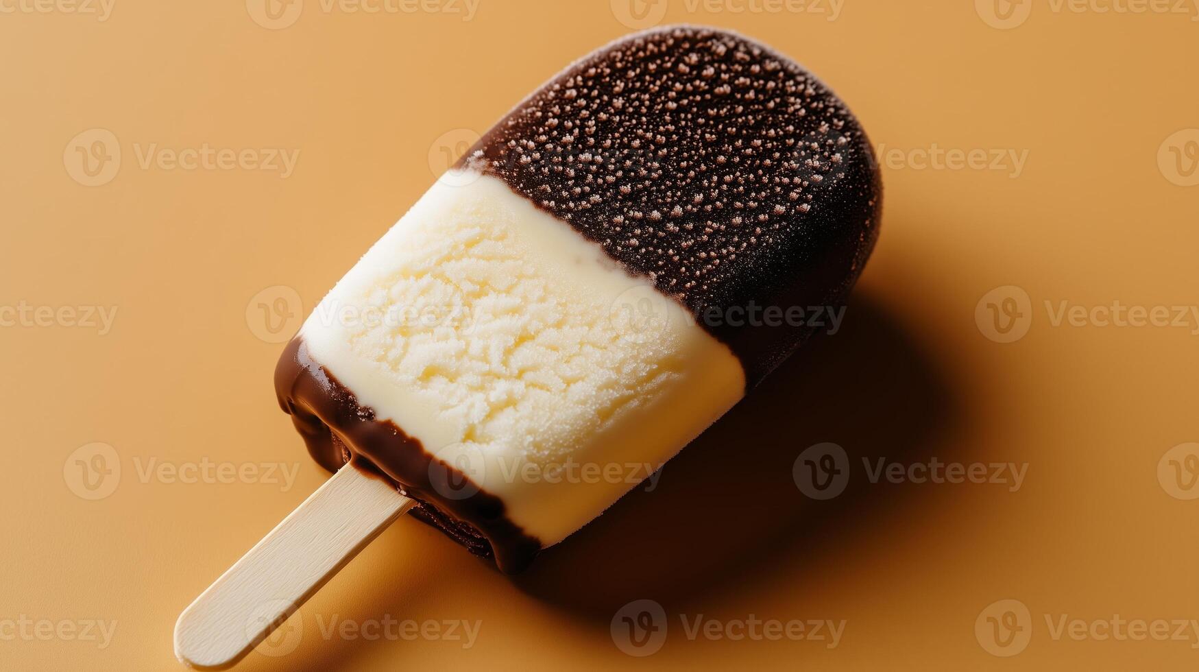 A chocolate ice cream popsicle on a stick photo