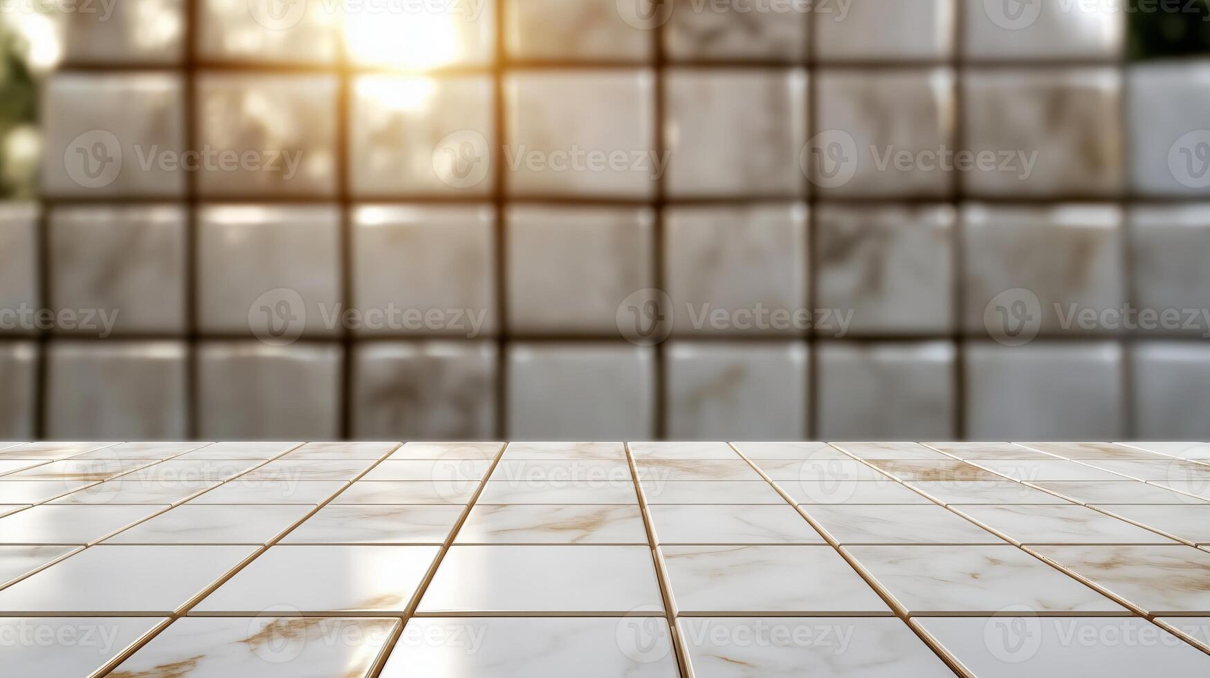 A white marble table with a wall in the background photo