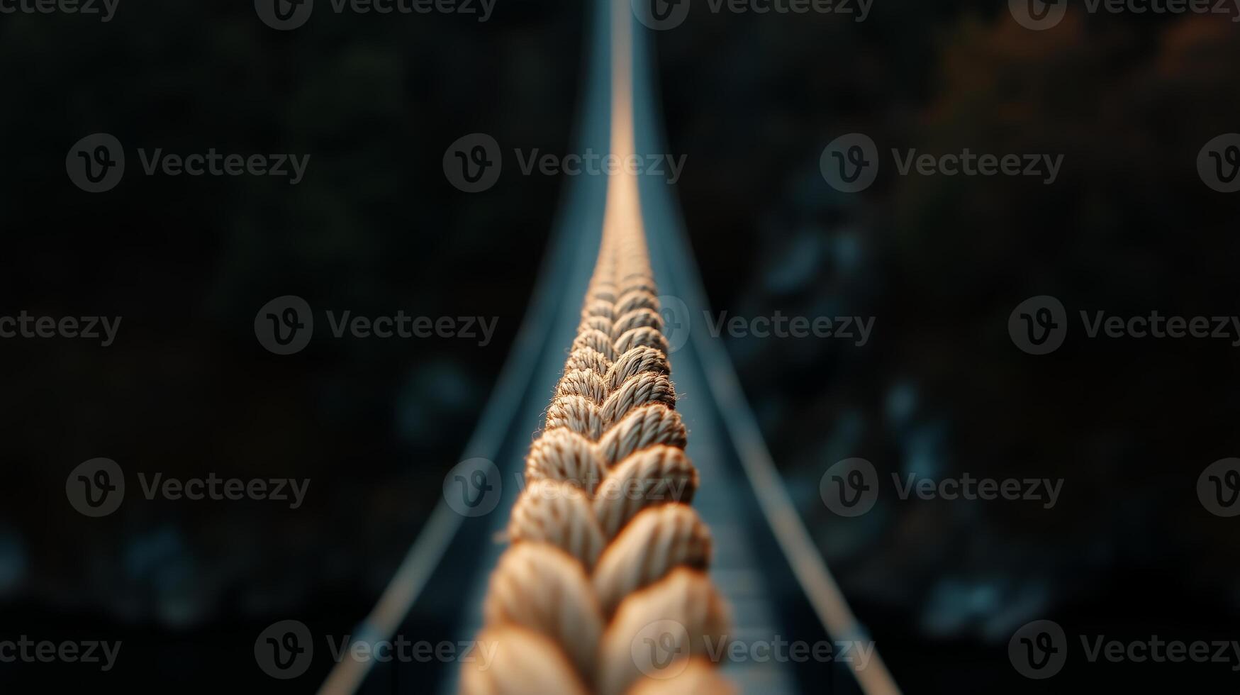 A bungee cord hanging from a towering bridge photo