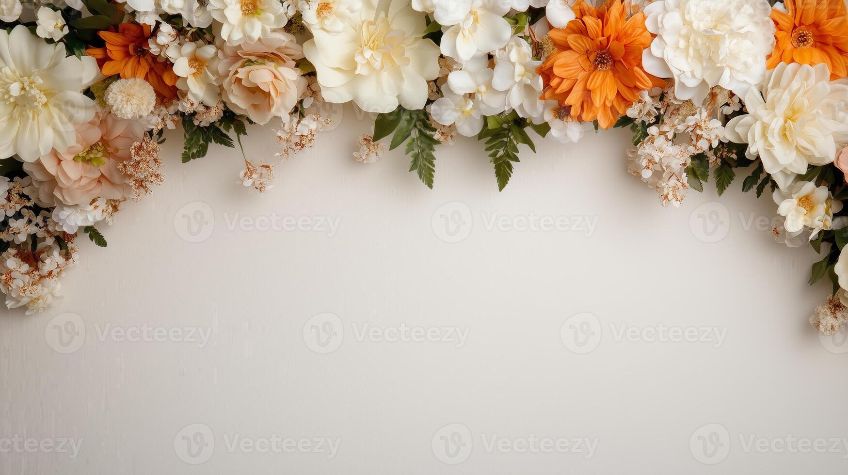 Flowers on white background with copy space photo