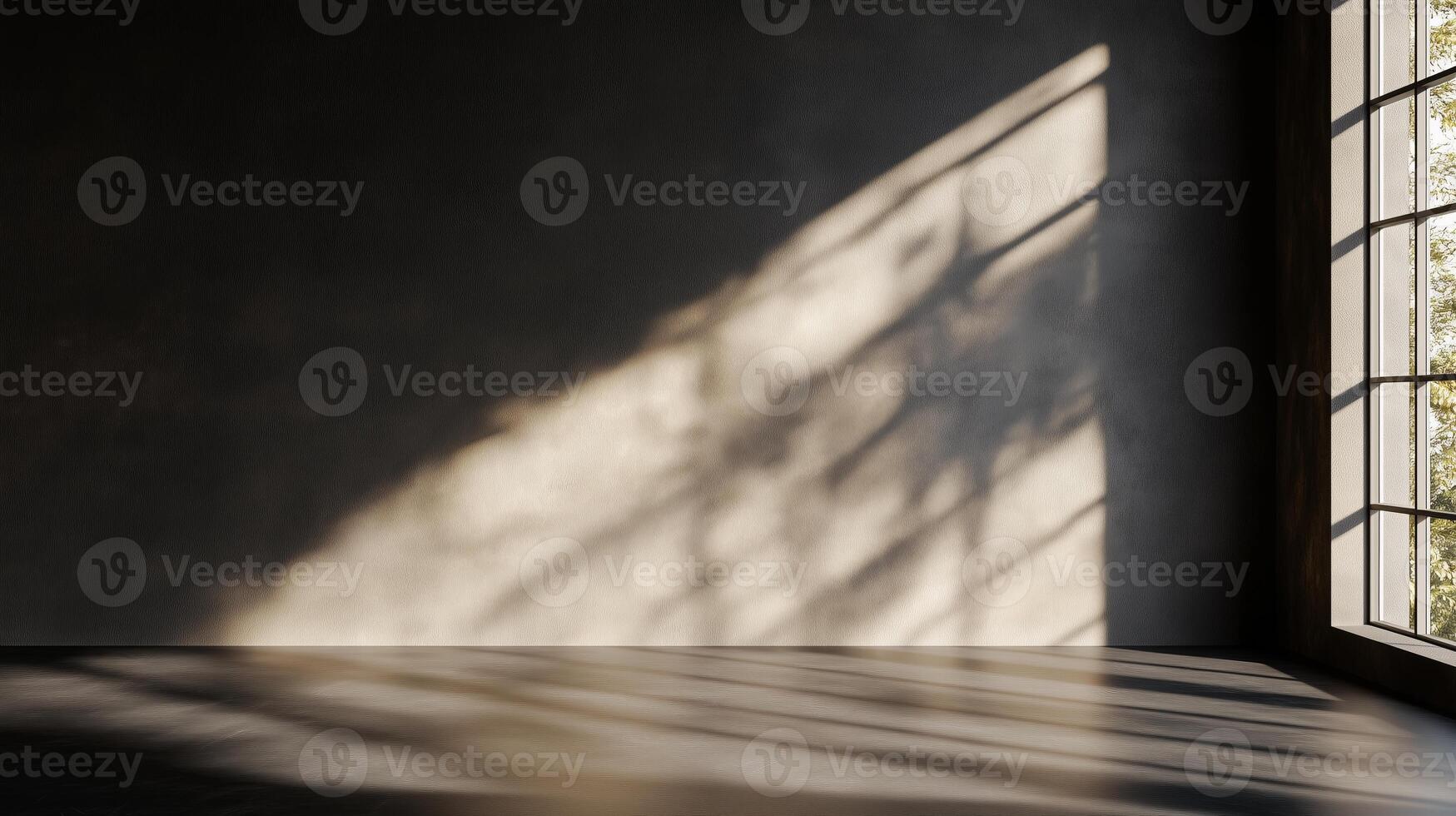 Empty room with a window and sunlight photo