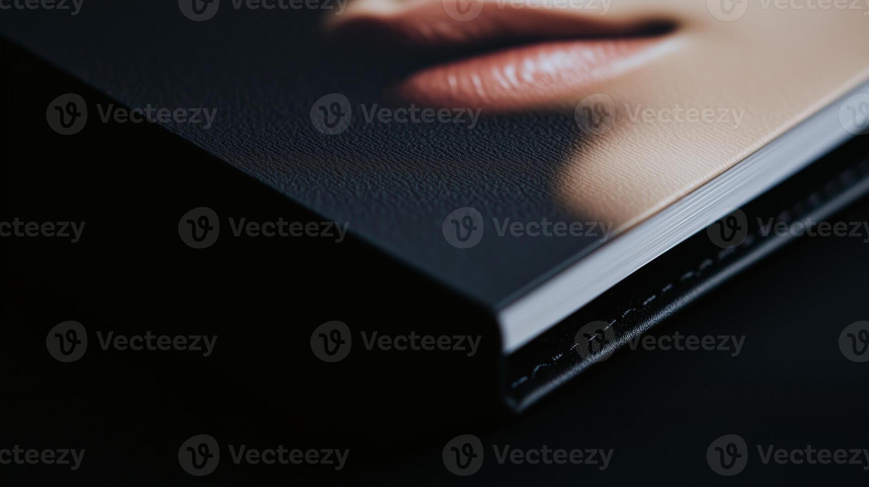 A close up of a woman's face on a book photo