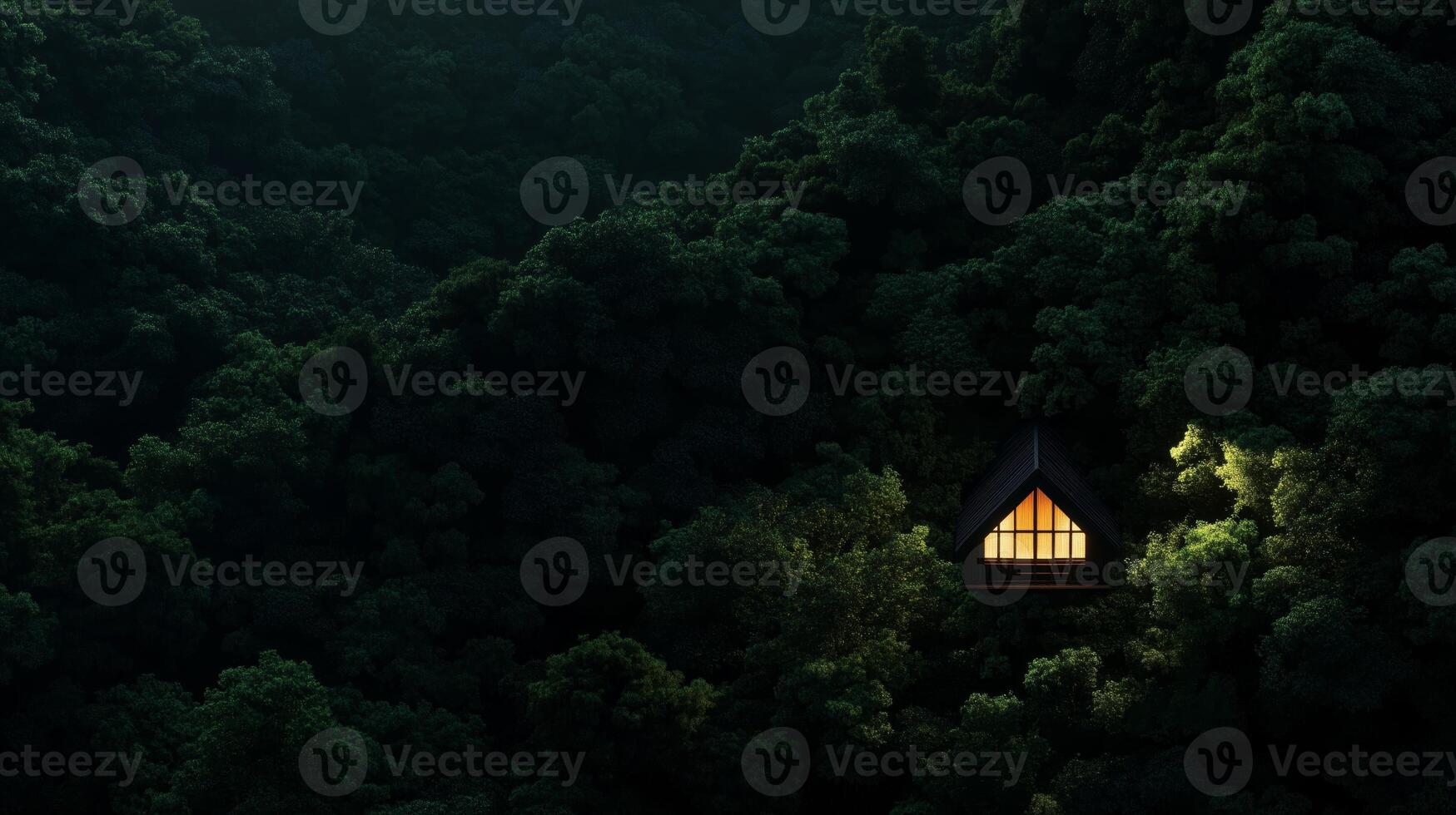 A small house in the middle of a forest photo