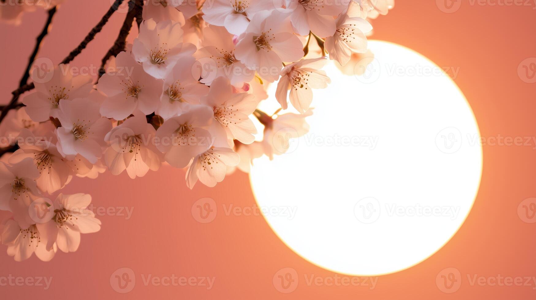 Cherry blossoms in the sunset photo