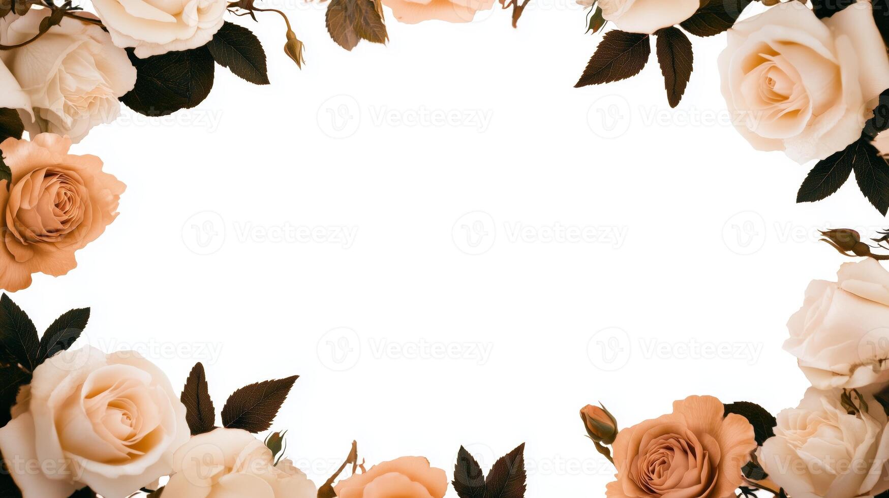 Elegant floral frame featuring soft roses photo