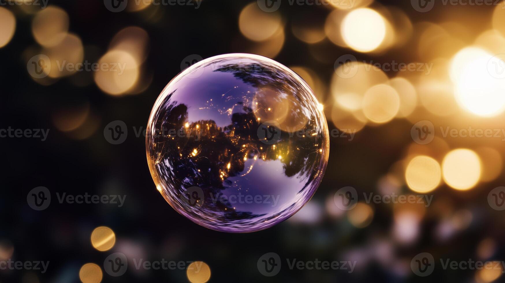 A bubble ball with a reflection of the sun in it photo