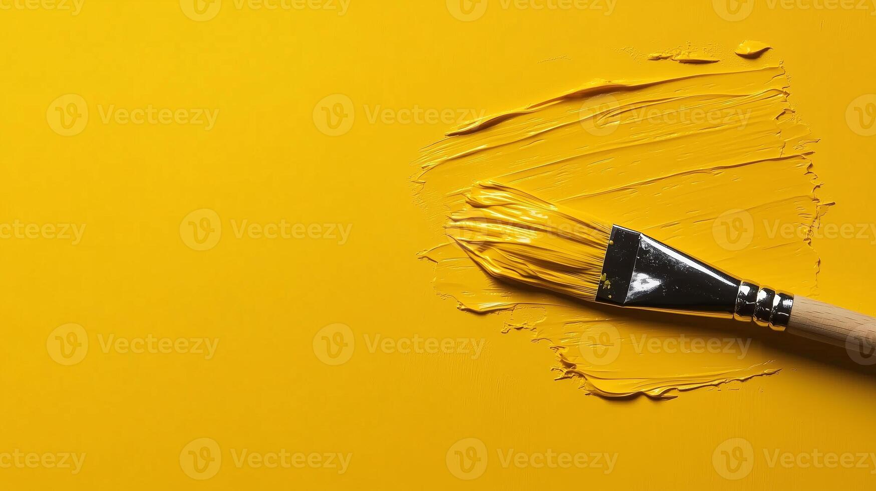 Yellow Paint, Paintbrushes, and Pastel Paint Background photo