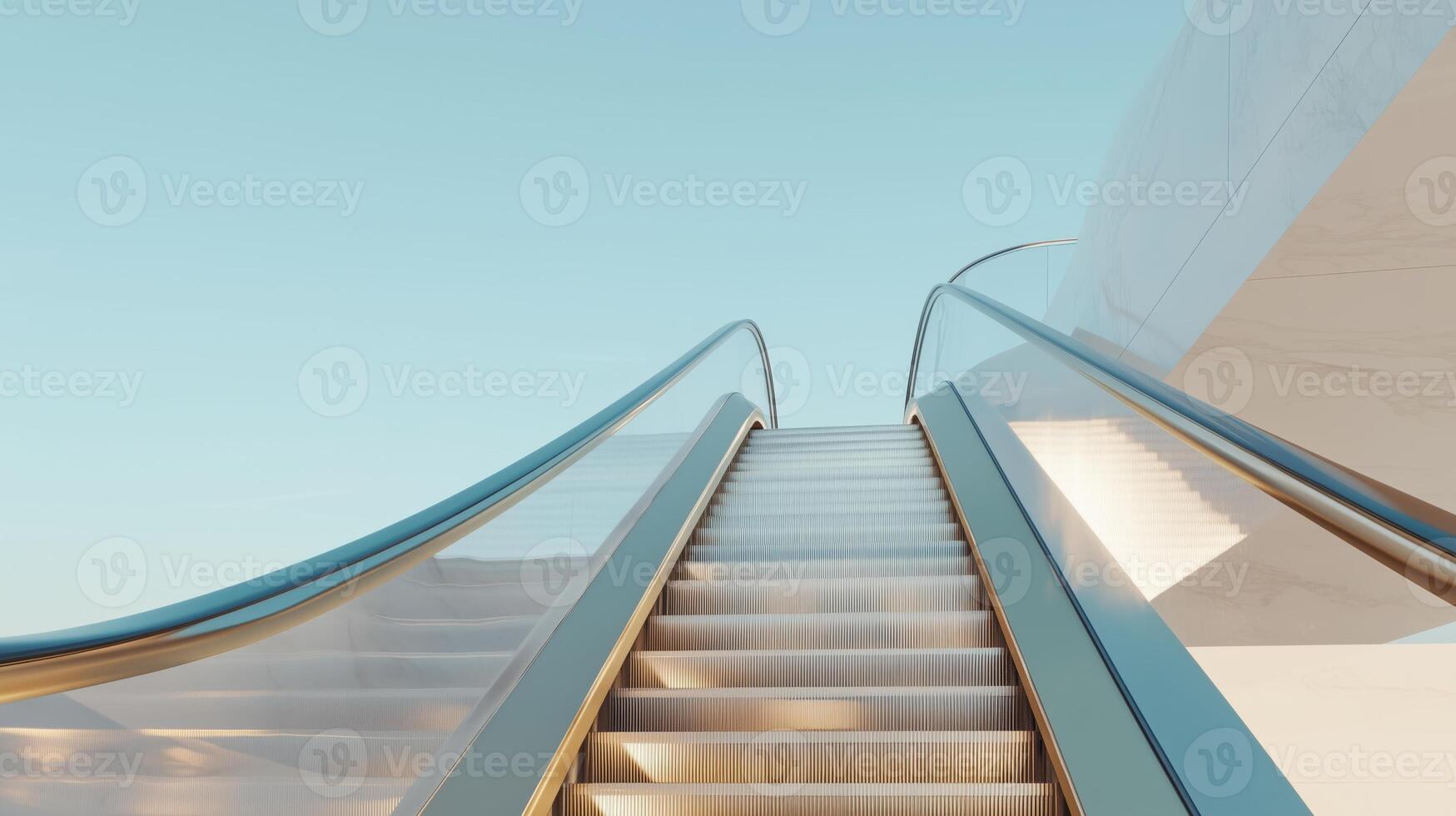 An escalator going up and down in a building photo