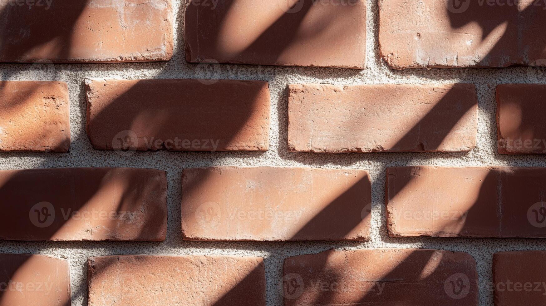 A close up of a brick wall with shadows photo