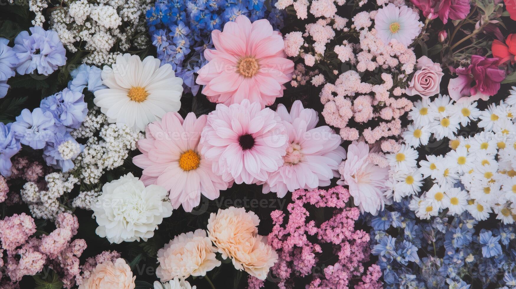 A bunch of different colored flowers photo
