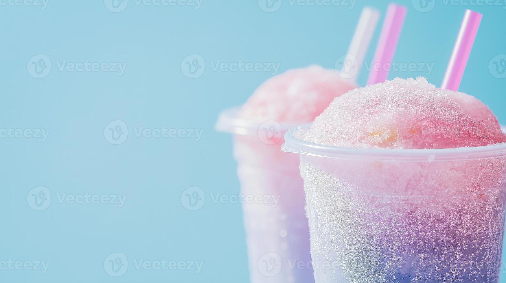 Two ice cream drinks with pink and blue colors photo
