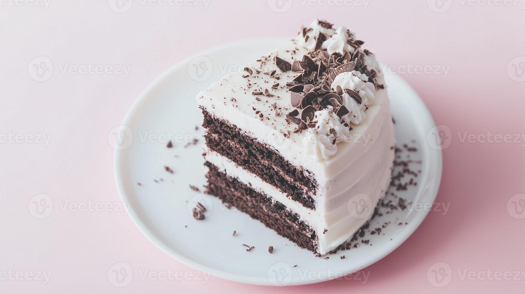 A slice of chocolate cake on a plate photo