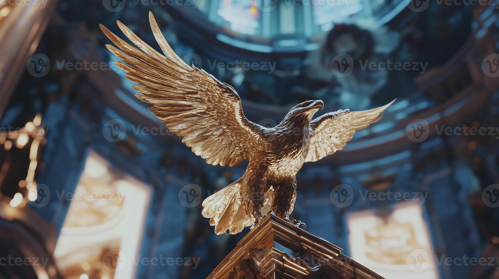 Golden eagle statue in a church photo
