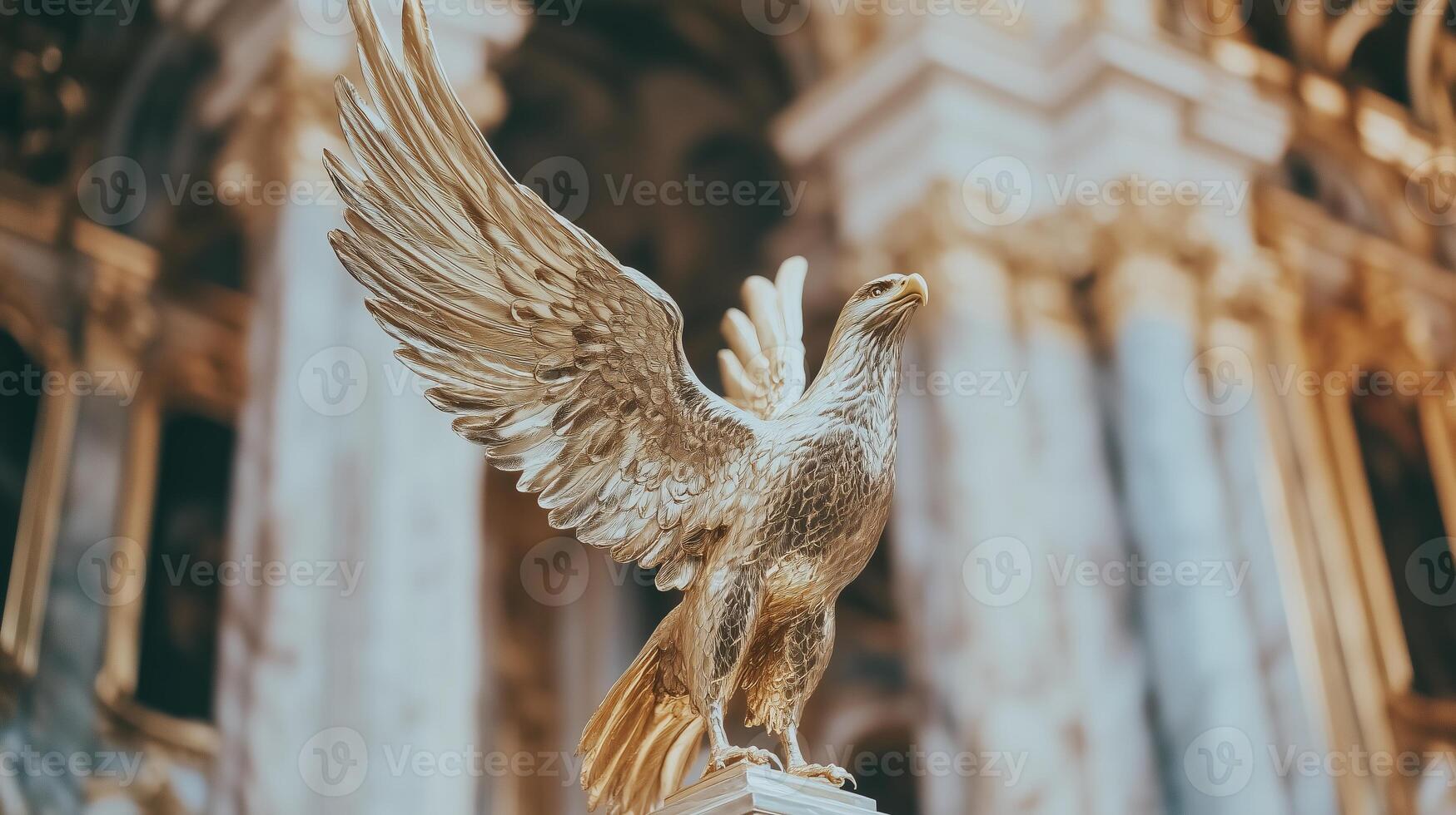 Golden eagle statue in front of a church photo