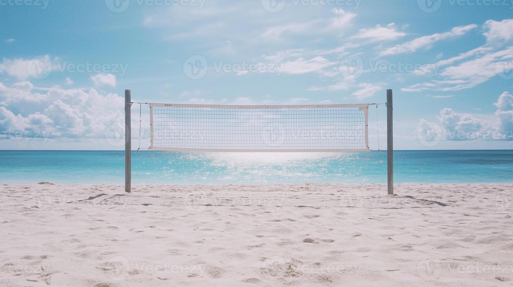 Volleyball net on the beach photo