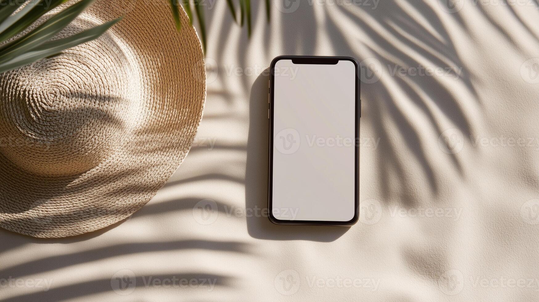 Iphone xs max mockup on sand photo