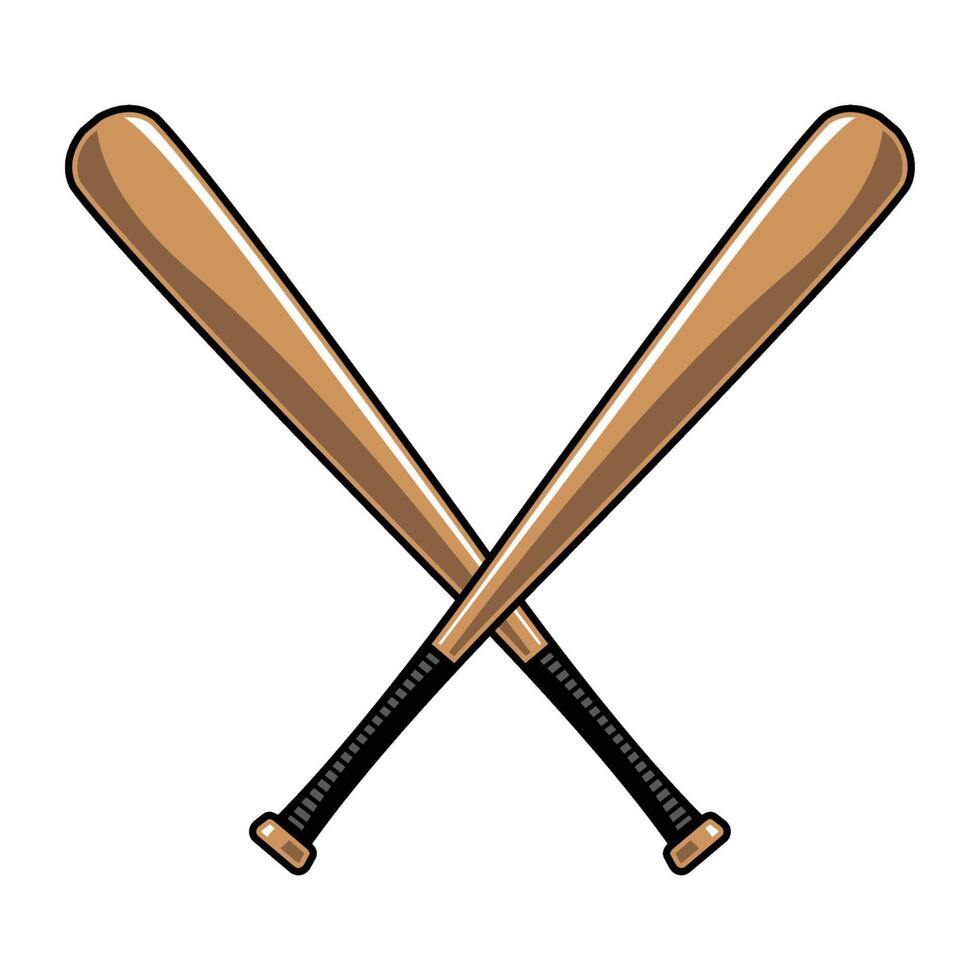 crossing wooden baseball bat vector