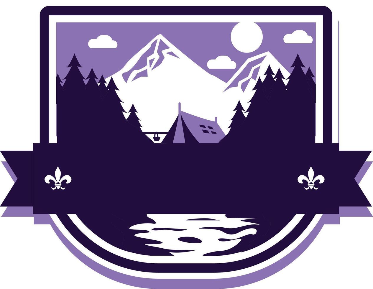 adventure campfire emblem vector