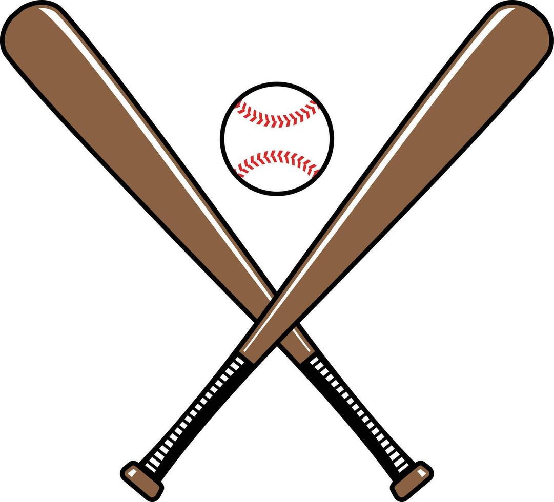 crossing baseball bat and a ball vector