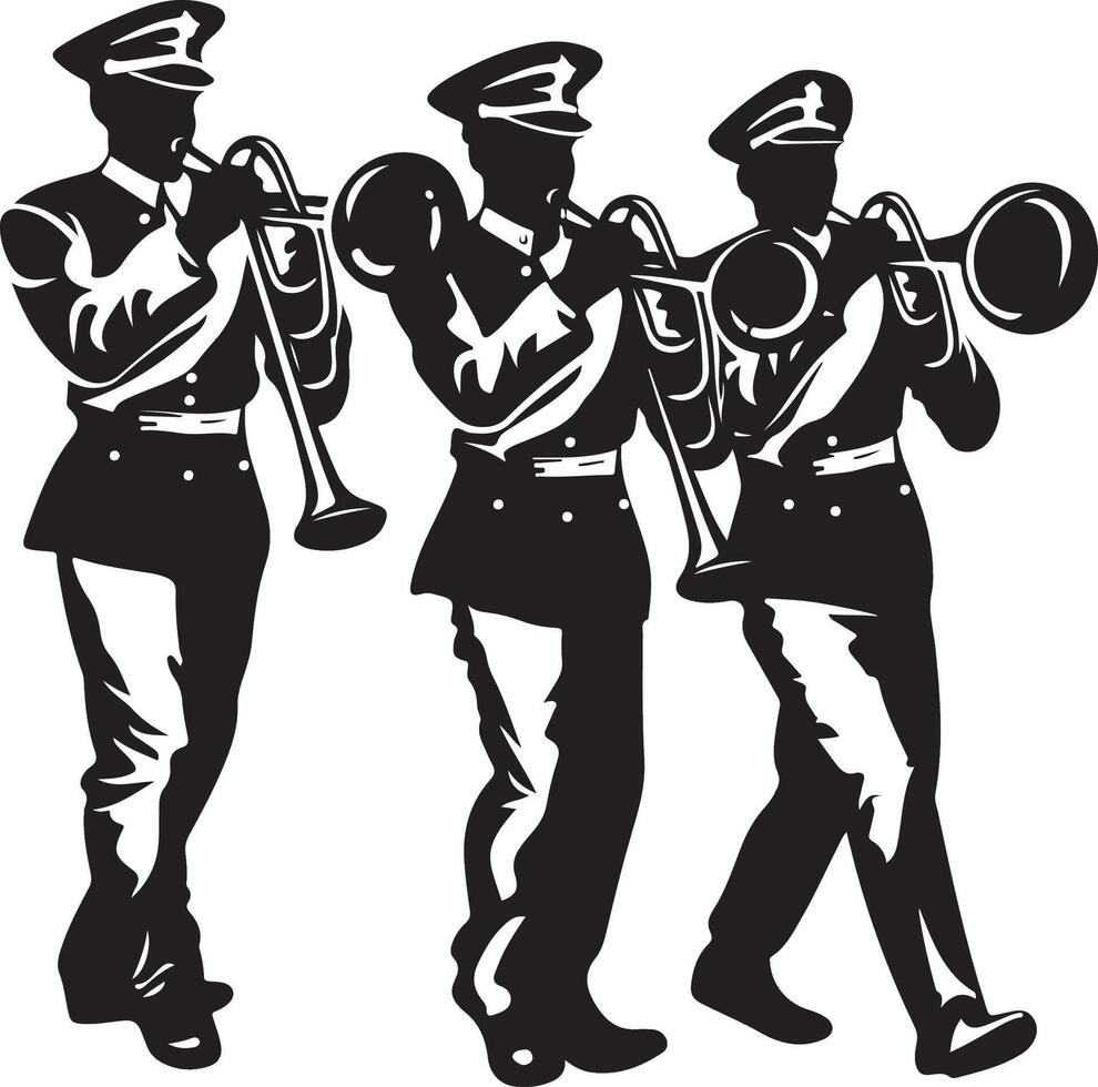 silhouettes of marching band vector