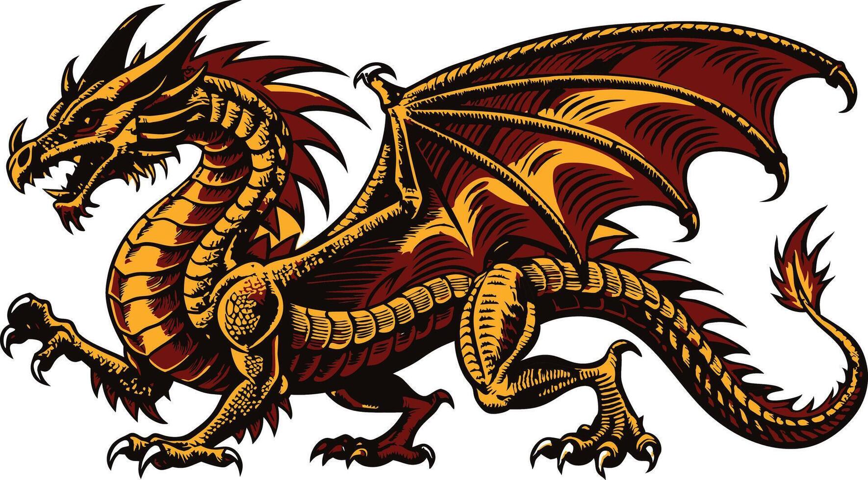 powerful red dragon spreading its wings vector