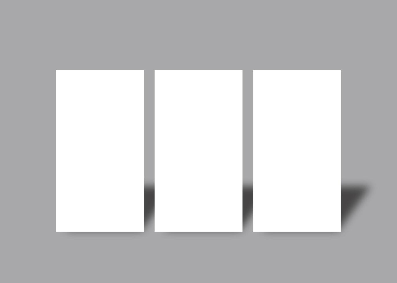 three white blank paper on a gray background photo