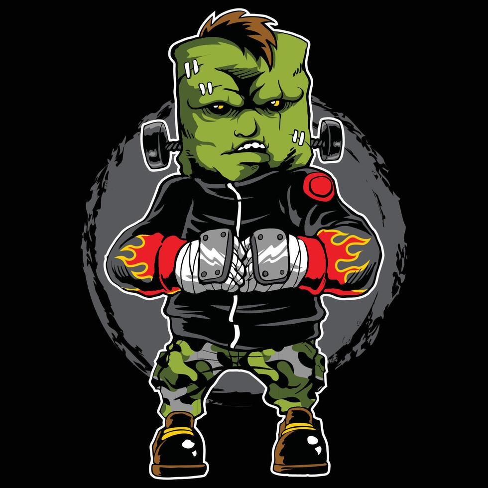 frankenstein the big fighter mascot vector