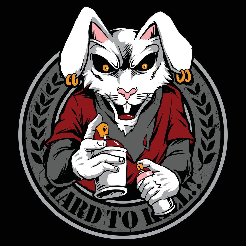 rabbit clan badge stamp logo vector