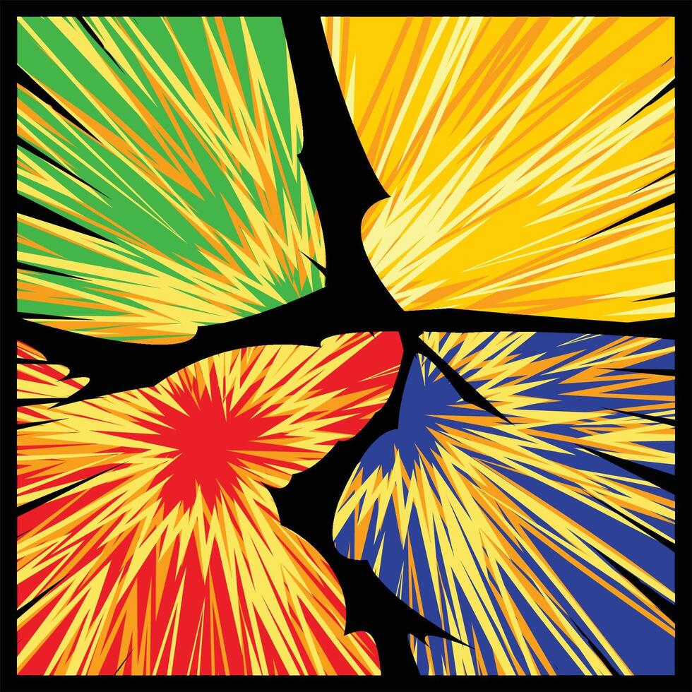 A colorful abstract painting of a broken window vector