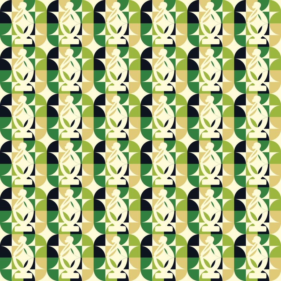 meditation statue pattern seamless design vector