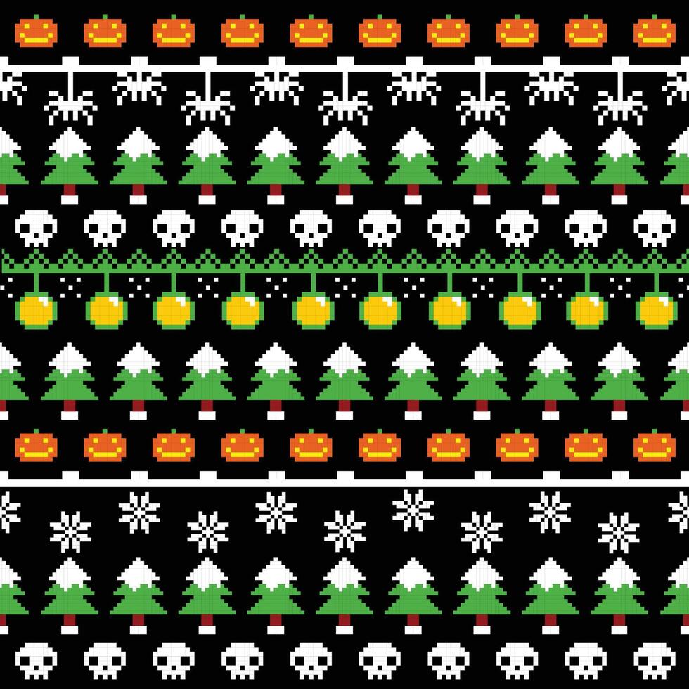 pumpkin skull halloween pattern seamless vector
