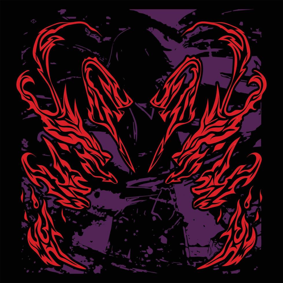 The cover of the game, with flames and red and black vector