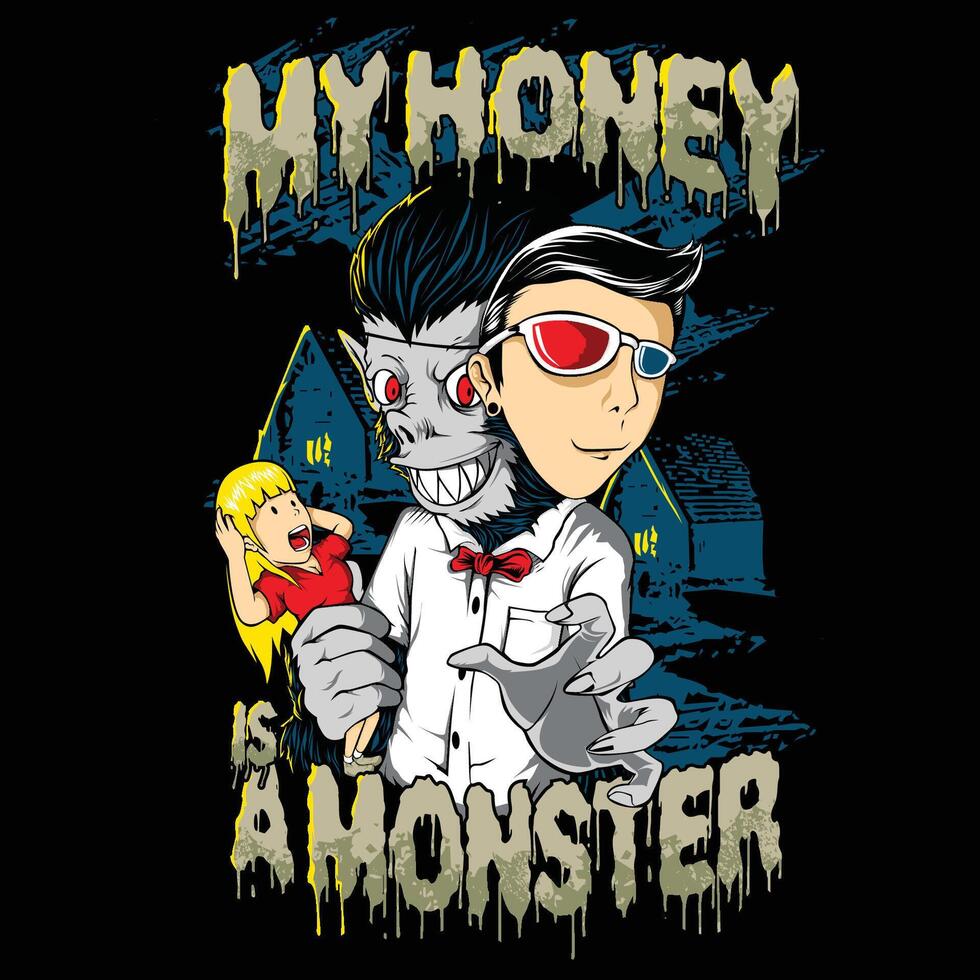 funny classic werewolf cartoon vector