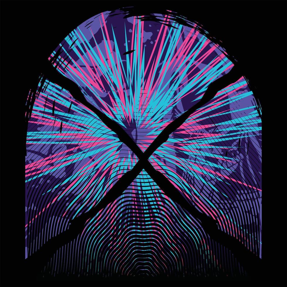 A purple and blue cross with a black background vector