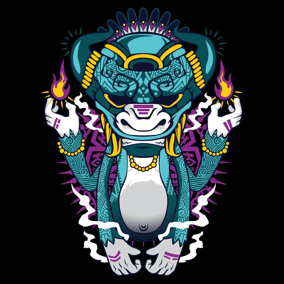mysterious tiki mascot logo vector