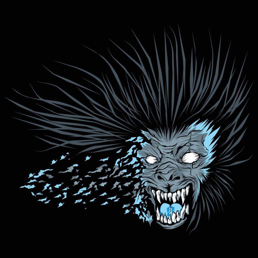 broken gorilla head grunge design vector