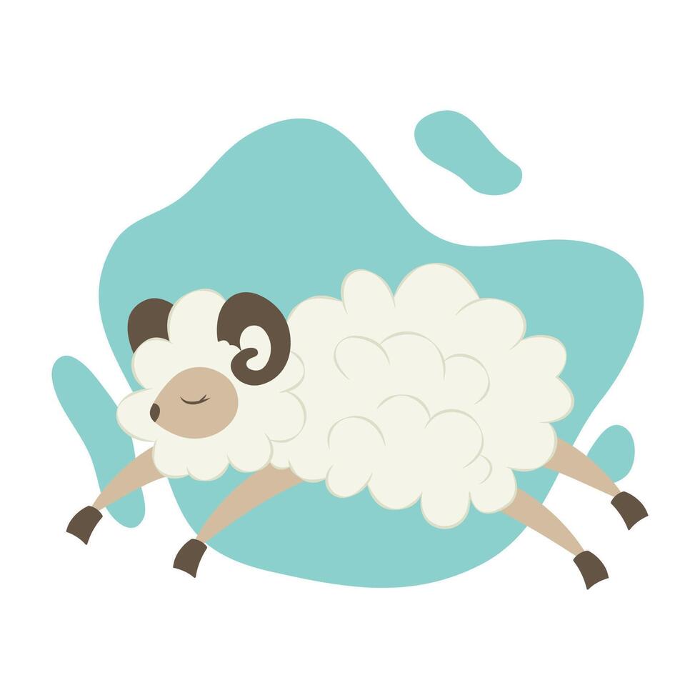 A simple flat illustration of a sheep jumping. Perfect for children's designs and Easter themes. vector