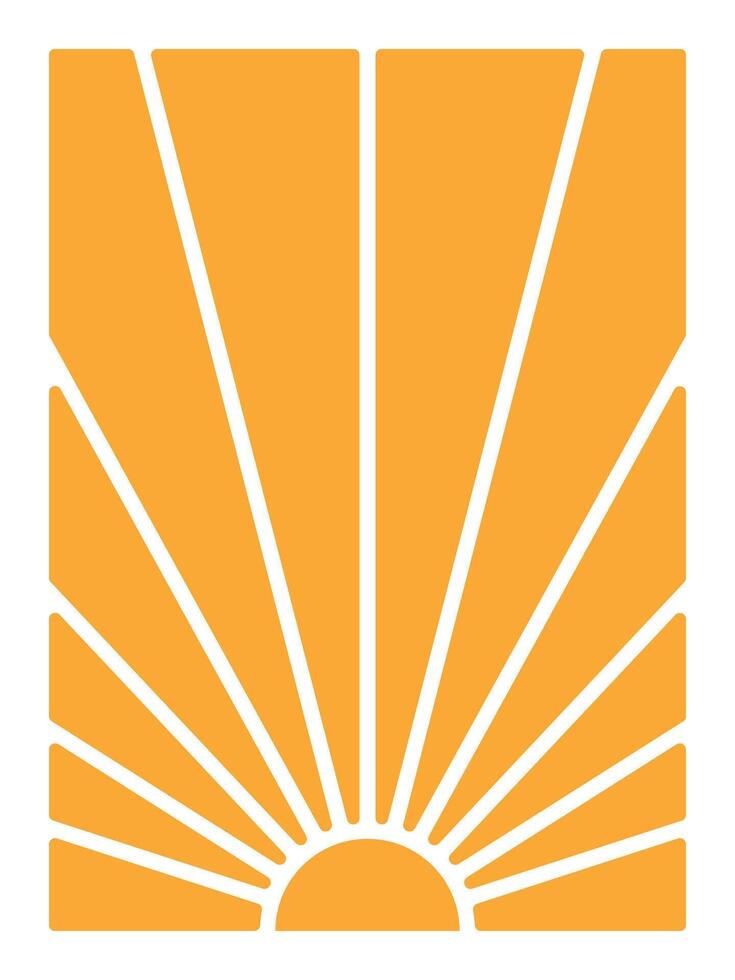 Sun Ray illustration and groovy sun pattern. vector