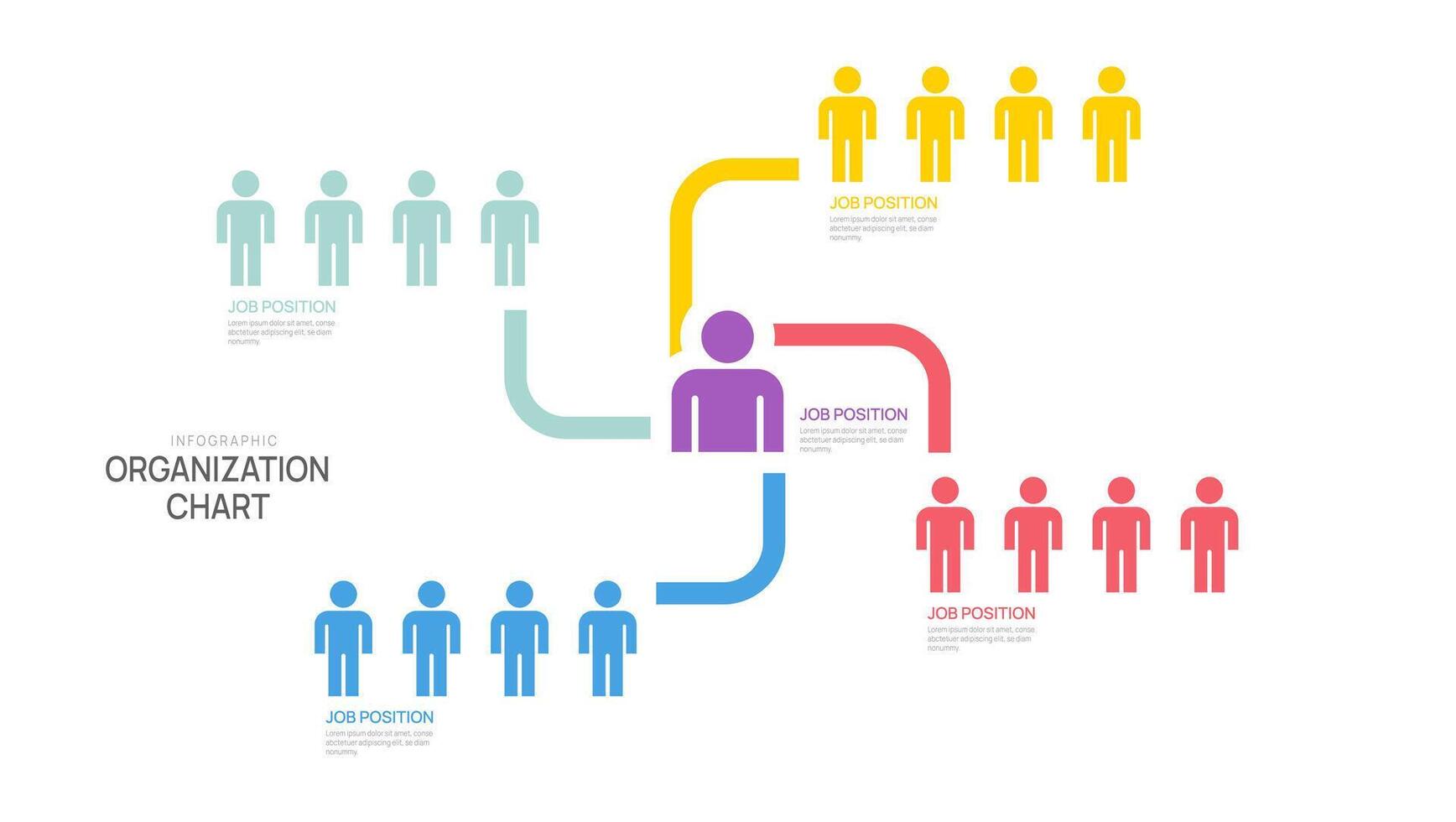 organization chart Infographic template for business avatar icons. vector
