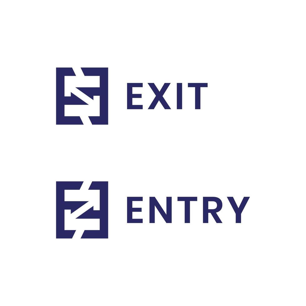 Exit Entry sign logo mark design concept Letter E arrow mark modern minimal vector