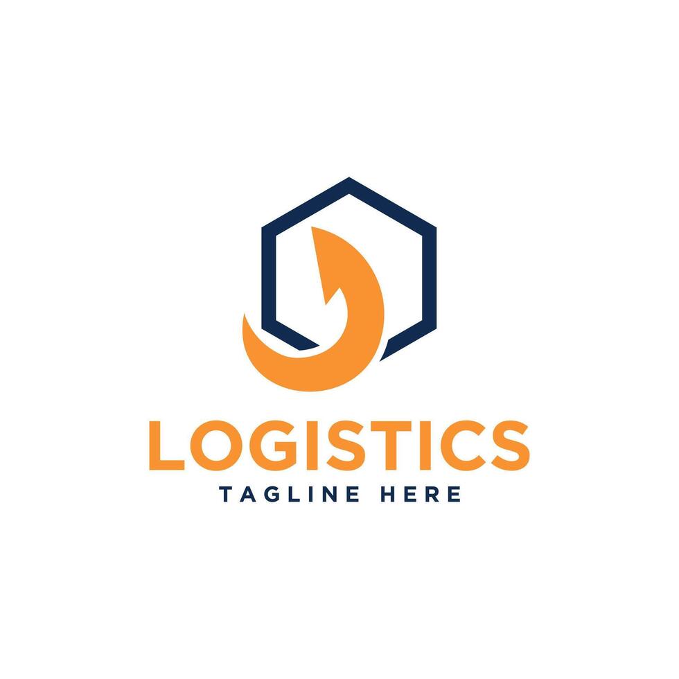 Logistics logo design Arrow and hexagon shape modern minimal creative concept vector