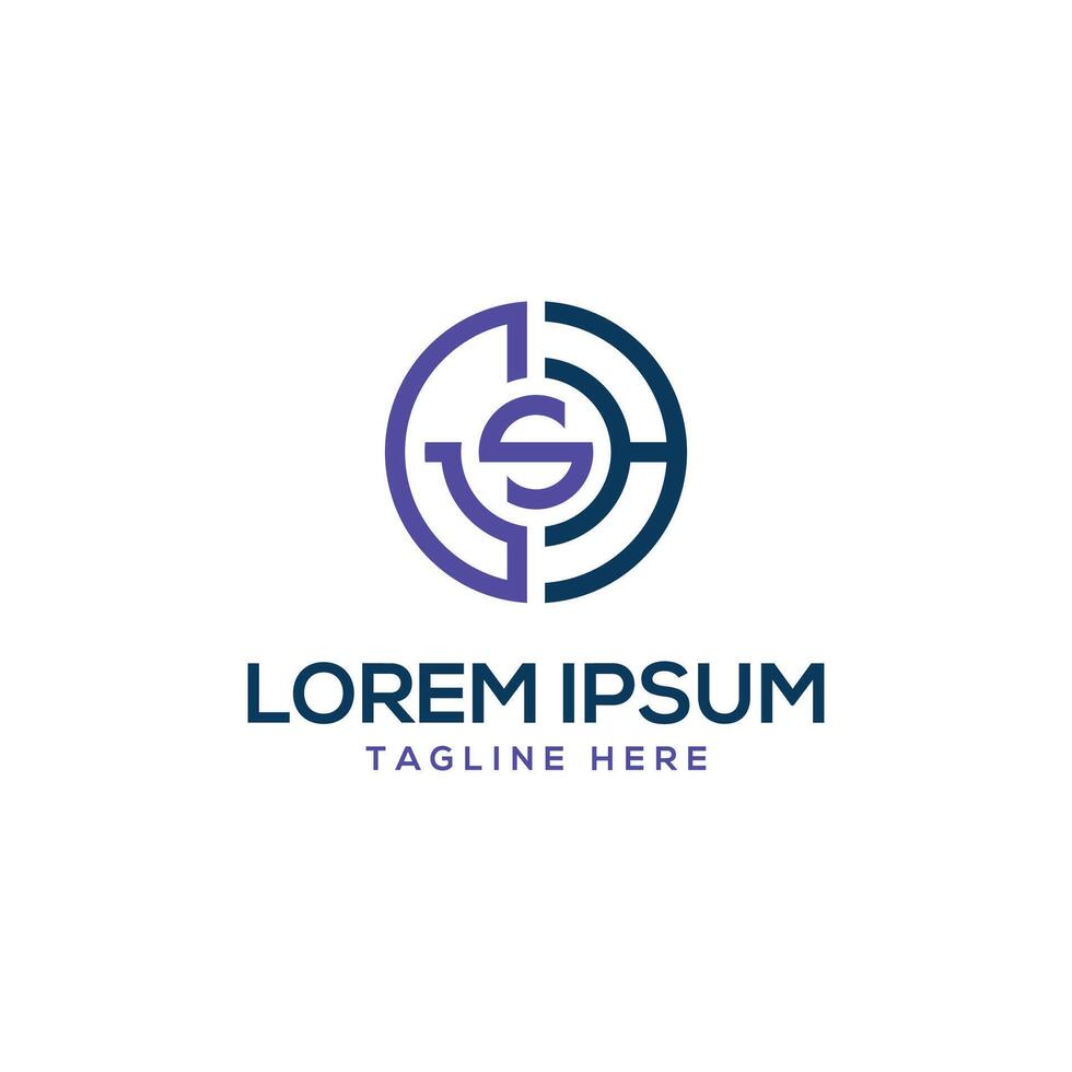 Letter mark GSH circle shape monogram logo design modern minimal concept creative art vector